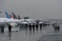 Paris airport in the rain